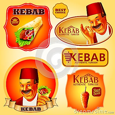 Kebab stickers Vector Illustration