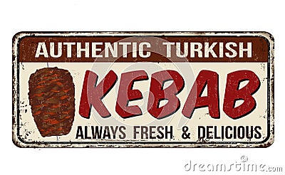 Kebab vintage rusty metal sign Vector Illustration