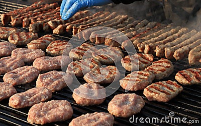 Kebapche is a Bulgarian dish of grilled minced meat with spices. Stock Photo