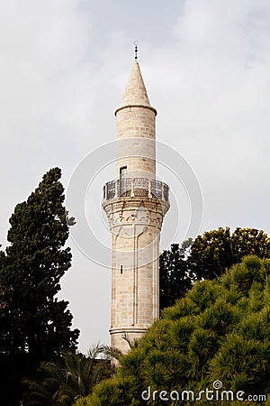 Kebir Mosquealso known as Buyuk mosque minaret in Larnaca, Cyprus Stock Photo