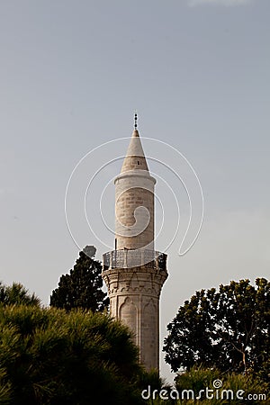 Kebir Mosquealso known as Buyuk mosque minaret in Larnaca, Cyprus Stock Photo