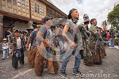 Kechwa men at Inti Raymi parade Editorial Stock Photo