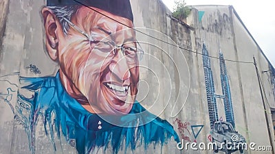 Mural potrait of Prime Minister Editorial Stock Photo