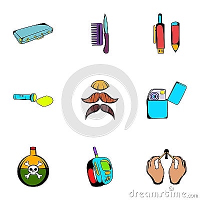 Keeker icons set, cartoon style Vector Illustration