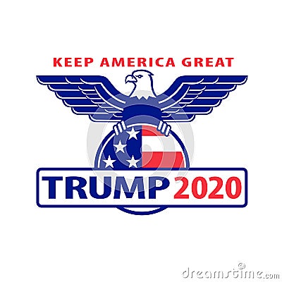 Keep America Great Trump 2020 Text for US Election With American Eagle Vector Illustration