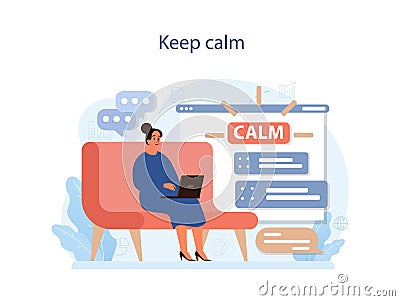 Keep calm with judgement at work. Employee dealing with pressure Vector Illustration