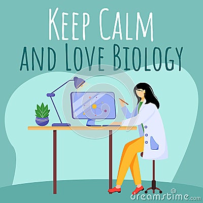 Keep calm and love biology social media post mockup Vector Illustration