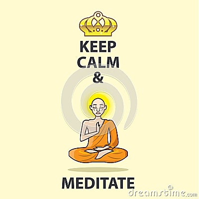 Keep Calm and Meditate Vector Art Gold Crown Vector Illustration