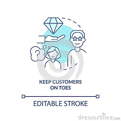 Keep customers on toes turquoise concept icon Vector Illustration