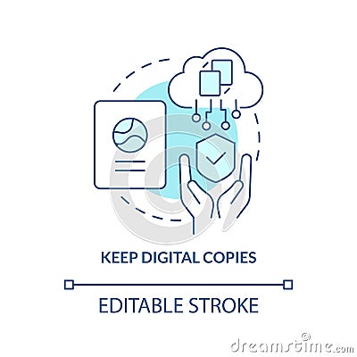 Keep digital copies turquoise concept icon Vector Illustration