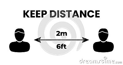 Keep Distance People 2 m or 6 feet Illustration Vector Illustration