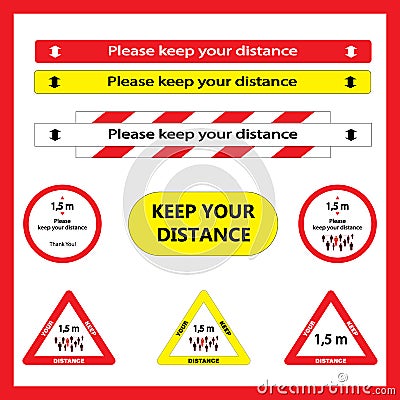 Keep distance sign. Please keep your distance. Vector Illustration