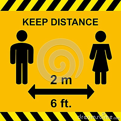 Keep distancing sign. Vector illustration in flat design. Vector Illustration