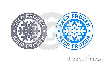 Keep frozen vector food product package label. Keep frozen fridge snowflake icon Vector Illustration