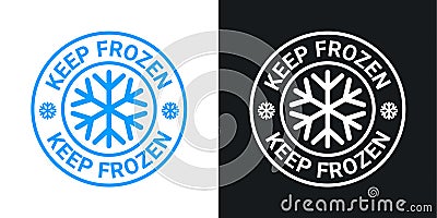 Keep frozen vector logo illustration. Frozen product label badge pictogram. Winter frozen food symbol sticker packaging. Vector Illustration