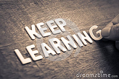 KEEP LEARNING Topic Stock Photo