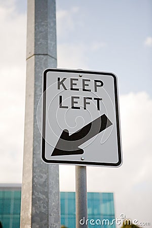 Keep Left Sign Stock Photo