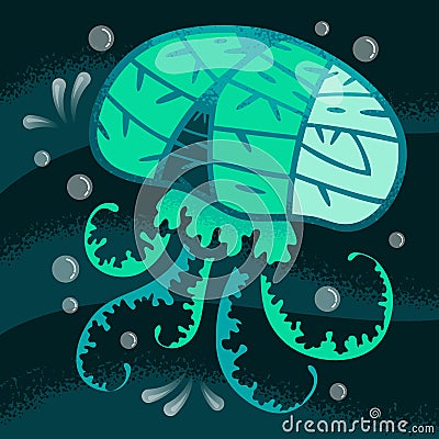 Keep the Ocean Clean - eco friendly sea green color hand draw lettering phrase in whale silhouette. Vector Illustration