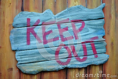 Keep Out Wood Sign Post Stock Photo