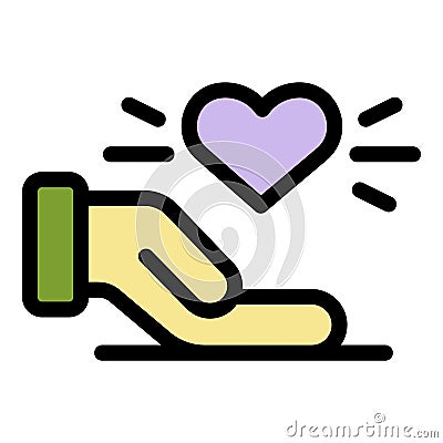 Keep respect heart icon color outline vector Vector Illustration