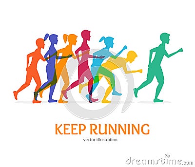 Keep Running Card. Vector Vector Illustration