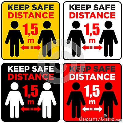 Keep safe distance set Vector Illustration