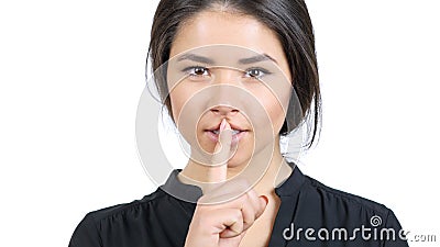 Keep the Secret, Silence Gesture By Beautiful Girl Stock Photo