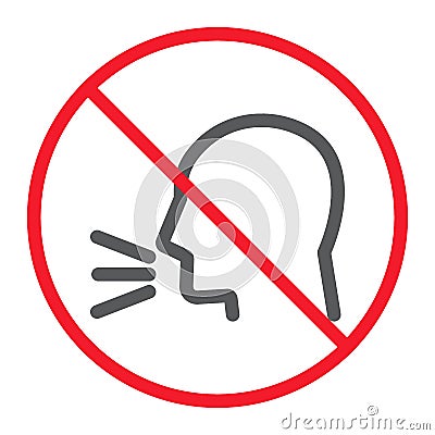 Keep silence line icon, prohibition and forbidden Vector Illustration