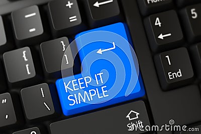 Keep IT Simple - PC Button. 3D. Stock Photo