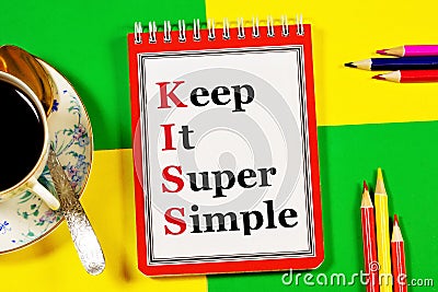 Keep it super simple. Text label in the planning Notepad. Stock Photo