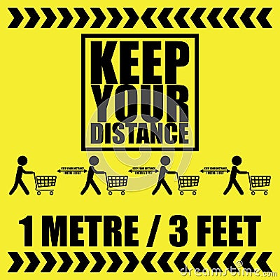 Keep your distance 1 metre and stay safe Stock Photo