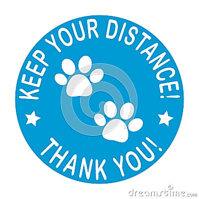 Keep your distance round floor marking for queue shoe prints as dog paw footprint Vector Illustration