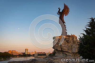 Keeper of the plains at sunset in Wichita Kansas Editorial Stock Photo