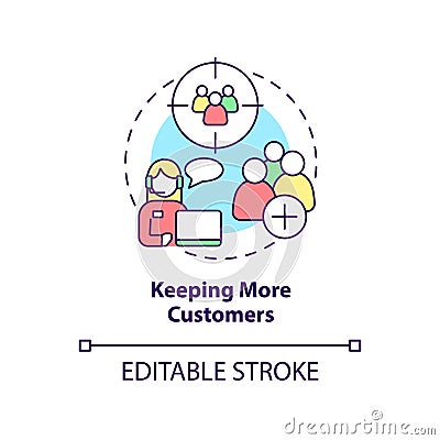 Keeping more customers concept icon Cartoon Illustration