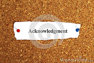 acknowledgment word on paper Stock Photo