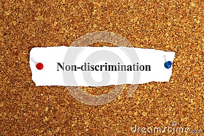 non discrimination word on paper Stock Photo