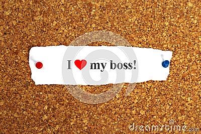 i love my boss word on paper Stock Photo