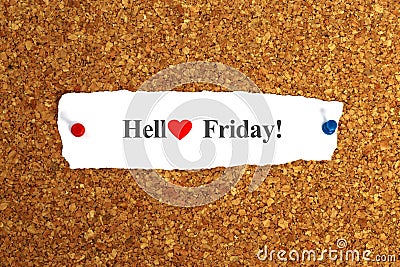 hello friday word on paper Stock Photo