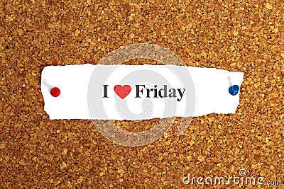 i love friday word on paper Stock Photo