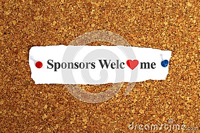 sponsors welcome word on paper Stock Photo