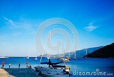 Greece -Kefalonia - Agia Evfimia - At the dock 3 Editorial Stock Photo