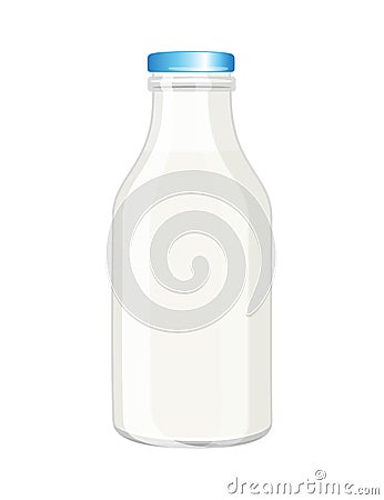 Kefir, yogurt or milk glass grey bottle without label, cartoon style vector illustration isolated on white background Vector Illustration