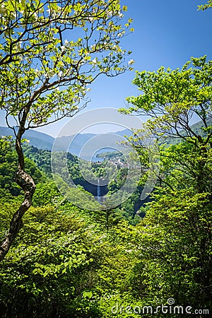 Kegon falls and Chuzenji lake, Nikko, Japan Stock Photo