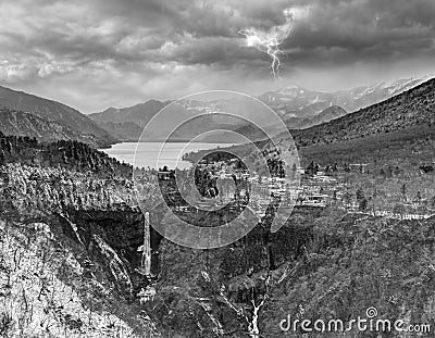 Kegon Falls and Lake Chuzenji, Nikko, Japan Stock Photo