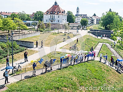 Demonstration Germany reopening of borders due to Coronavirus closing Editorial Stock Photo