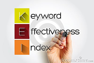KEI Keyword Effectiveness Index - compares the count result with the number of competing web pages to pinpoint which keywords are Stock Photo