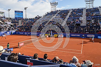 Nishikori-Tsitsipas player in The Barcelona Open, an annual tennis tournament for male professional player Editorial Stock Photo