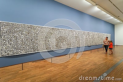 Keith Haring illustration at Albertina Museum Editorial Stock Photo