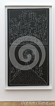 Keith Haring artwork exhibited in Brandhorst museum in Munich Editorial Stock Photo