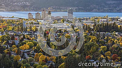 Kelowna Skyline with Okanagan Lake in the Background in the fall Kelowna British Columbia Canada Stock Photo